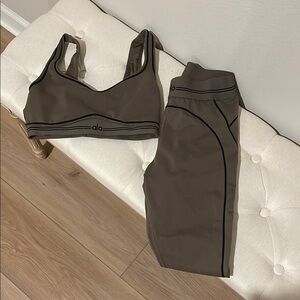 Alo Yoga Brown Sports Bra and Leggings Set